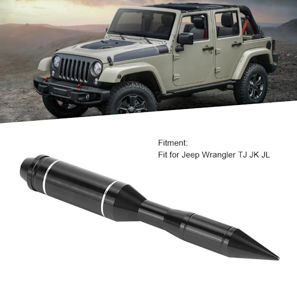 Aluminium Kort Antenne Signal Antenne Dekorativ Tilbehør Passer til Jeep Wrangler TJ JK JL Sort