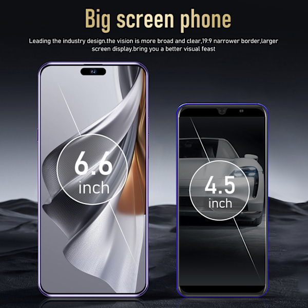 15promax Ultratunn 6,6-tums Ansiktsupplåsning 4GLTE Telefon med Bluetooth-hörlurar 8GB 128GB 8MP 24MP MT6735 Octa Core CPU för Android 13 100‑240V Lila
