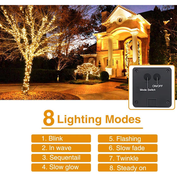 [4-pack] Solcellslampor för utomhusbruk, Litogo 12m 120 LED Guirl