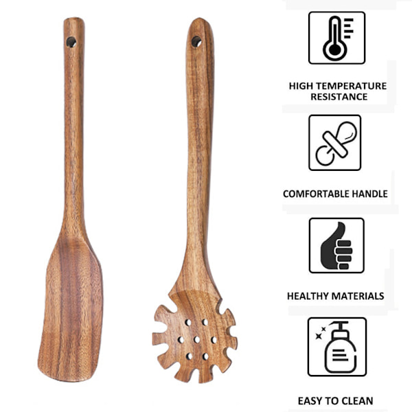Träredskap i köket - 2-delat set av non-stick bambuträ