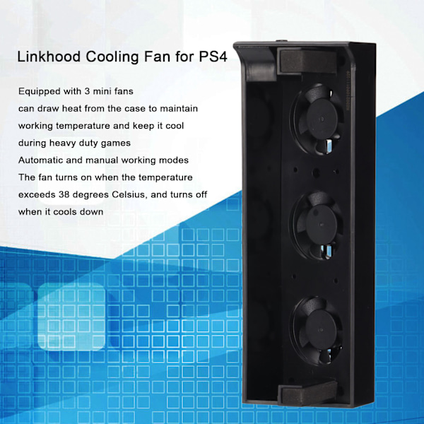 Autokylningsfläkt 3 portar Multifunktionell intelligent temperaturkontrollfläkt för PS4 Slim