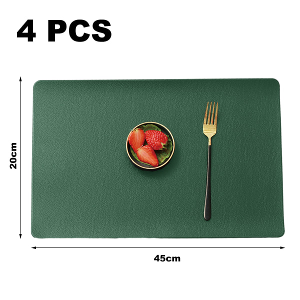 4 läder placemats, halkfria isoleringsmattor, hushållsbordsmattor, vattentäta hotellmattor för västerländsk mat, underlägg.