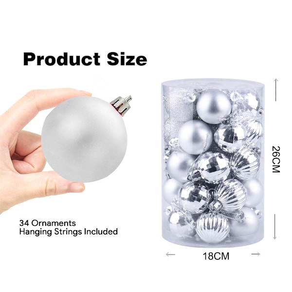 34 ST Julkulor Ornament Set 4cm/1.57in silvery