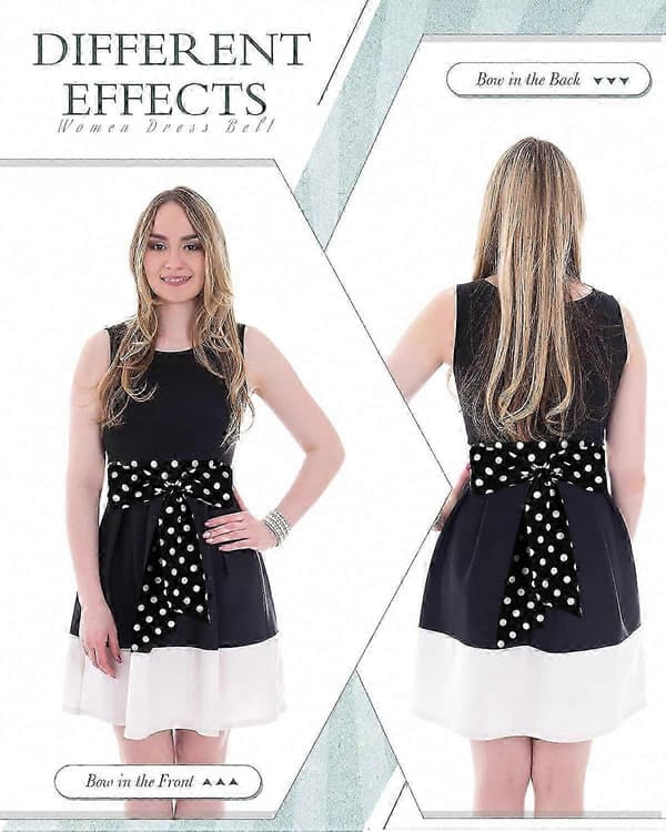 Elegant Chiffonbelte for Kvinner til Kjoler - 50-talls Stil Brudebelte til Bryllup - 7,5 cm Bredt Tilbehør Solid White Polka Dots