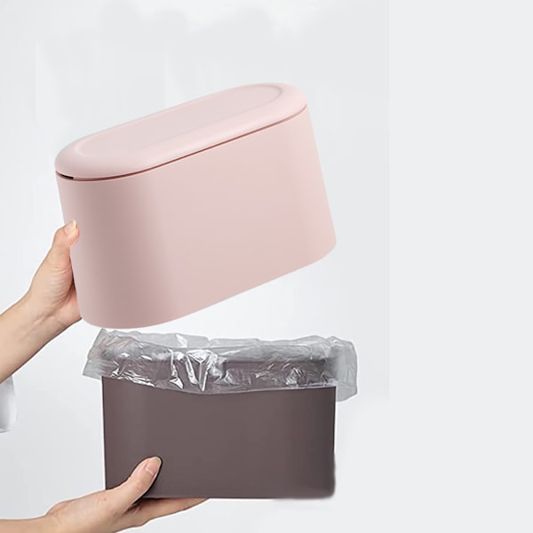 Mini søppelbøtte med lokk - Avtakbar liten søppelbøtte, liten