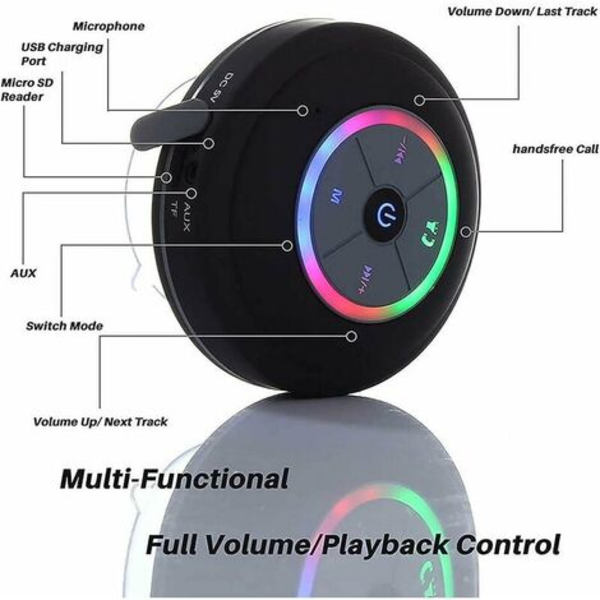Bluetooth-högtalare för dusch, IPX7 Bluetooth-duschradio med helt vattentät FM-radio, handsfree-högtalare, kraftfull sugkopp