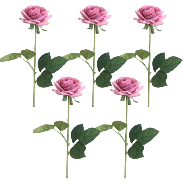 5pcs Fake Roses Artificial Flowers Long Stems Bouquet for