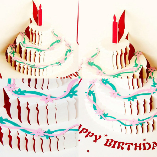 Happy Birthday Pop Up-kort, Kage Pop Up-papkort, 3D Pop Up