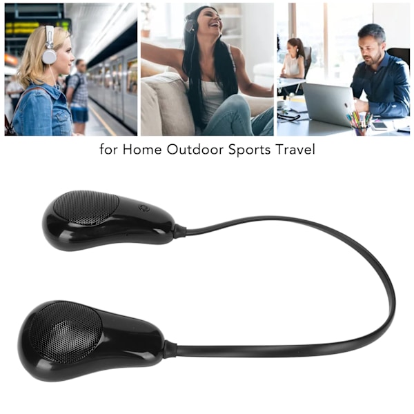 Kaulanauha Bluetooth-kaiutin Stereo Hands Free Noise Reduction Kannettava Puettava Kaiutin Kotiin Ulkoiluun Urheiluun Matkustamiseen Musta