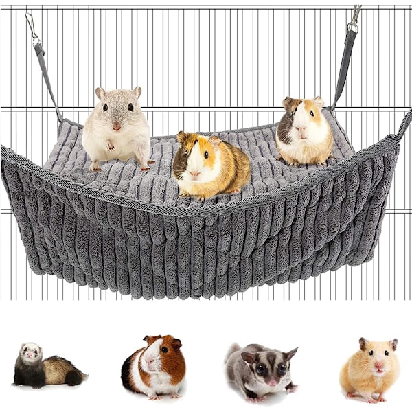 Hängmatta för smådjur, illerhängmatta, hängmatta och tunnel, hamster, ekorreglidare, marsvin, illertillbehör, hängande gömställe, tunnelrör, leksak