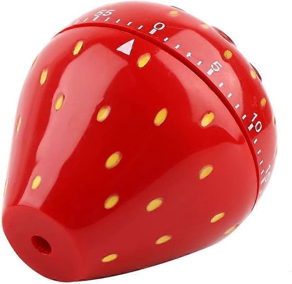 60 Minute Kitchen Timer, Strawberry Shaped Mechanical Time Reminder for Salon, Office, Laboratory