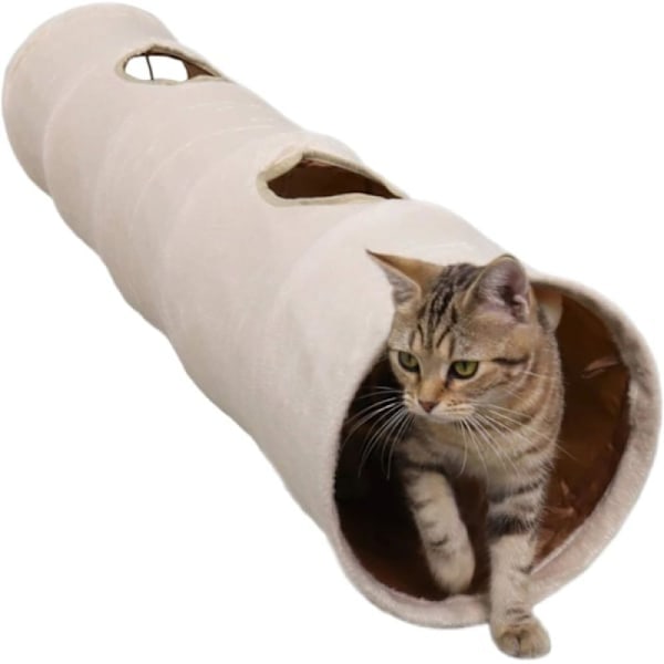 Vikbar Kattunnel, Raslande Tunnel, Lektunnel 120 cm, Kattleksakstunnel med plyschboll