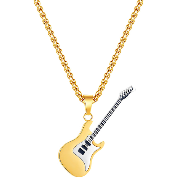 Kreativ personlighed herrearmbånd Mini Rock Guitar vedhæng Fashion rustfrit stål halskæde