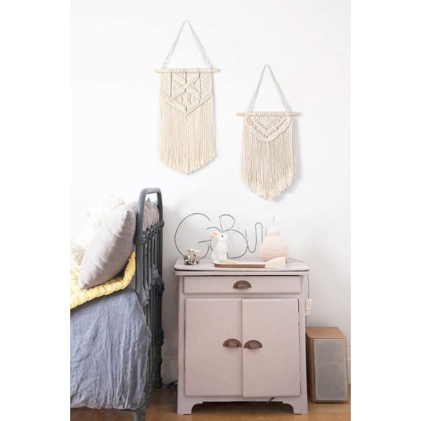 2 st Macrame Vägghängande Konst Vävd Väggdekor Boho Home Chic