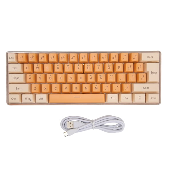 Gaming Tangentbord USB 61 Tangenter Kontrastfärg RGB-ljus Tangentlinjeseparation Mekaniskt Trådbundet Tangentbord för Kontorsspel Beige Orange
