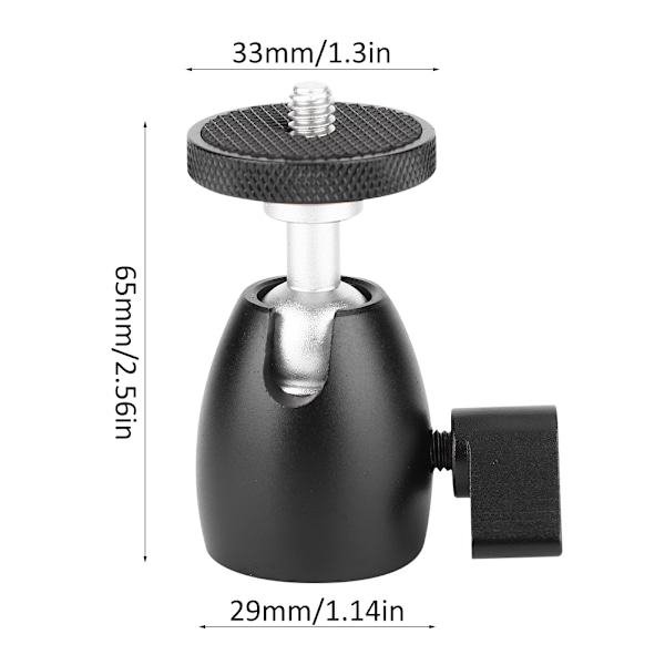 Q39 Aluminium Alloy Mini Ball Head 1/4 Inch Screw Mount Bracket Holder for Camera Tripod