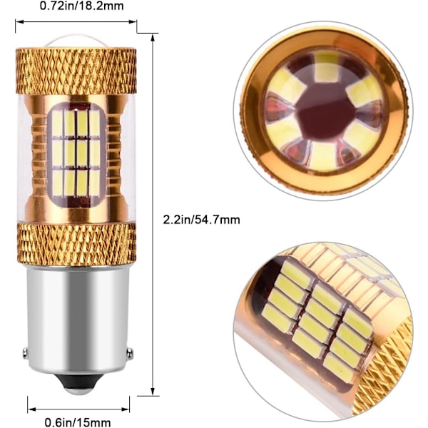 2 x LED-lampor P21W BA15S 1156 Canbus LED 54-SMD 4014 1100 Lumen