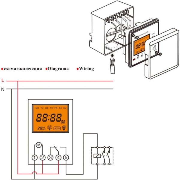 Elektronisk timer Digital timer Intelligent programmerbar kontrollbrytare Bakgrundsbelyst timer för hushållsapparater Gatubelysning (220V AC)