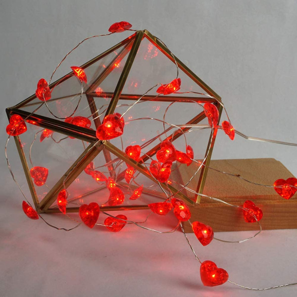 Fairy ljusslinga 10 fot 30 LED röda hjärtformade Twinkle Fairy