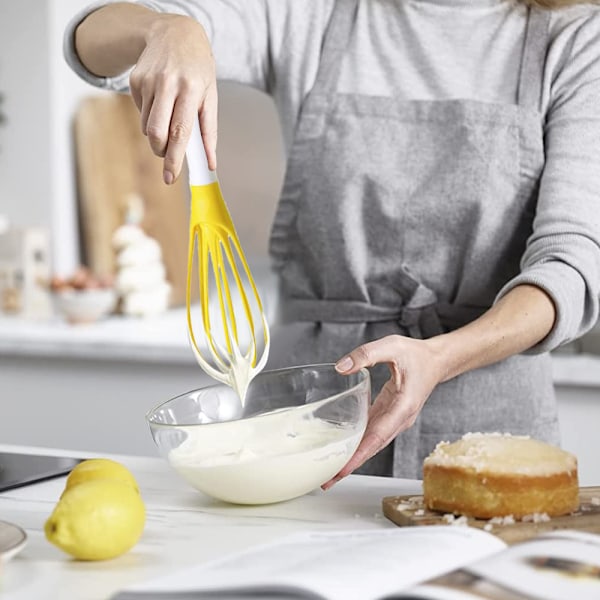Whisk 2-i-1 sammenklappelig ballon og fladt piskeris silikonebelagt
