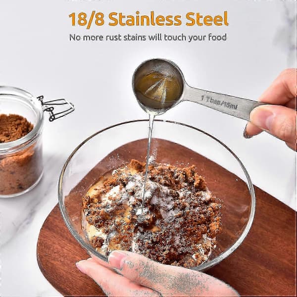9 måleskeer U-taste 18/8 måleskeer i rustfrit stål 1/16 tsk 1/8 tsk 1/4 tsk S20241227611[TT]