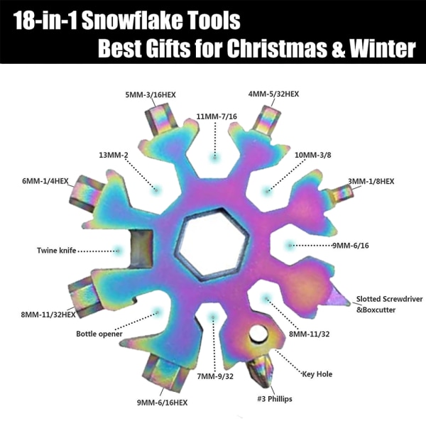 Snowflake Multi Tool, Snowboarding Skruvmejsel Kompakt Snowflake Multicolor