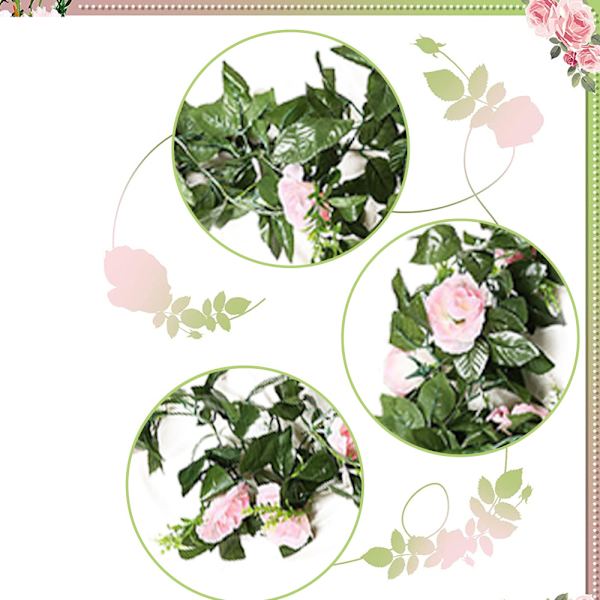 3 stykker kunstige blomsterranker, rosenrattan-dekorationer.