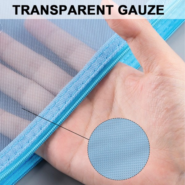 5 stk Multipurpose Transparent Mesh Lynlåsposer Kosmetiktaske