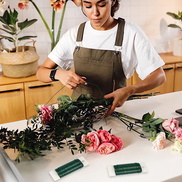 Stark tråd för blomsterarrangemang, fast beläggning säkerställer långvarig skönhet, idealisk för kransbindning, 22 gauge spoltråd, lätt att använda för