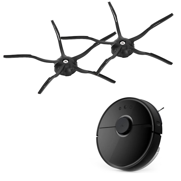 2 stk. sidebørste-reservedele til XIAOMI Roborock S6 S5 E35 E2 fejemaskine sort