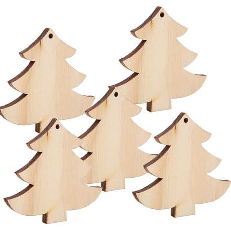 10 blandede træskilte til ophæng - DIY-pynt til juletræ og fester (Model nr. 3)