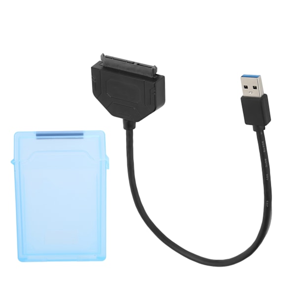 2,5in SATA USB 3.0 Adapter SSD HDD Harddisk Kabel Computer Tilbehør Beskyttelsesboks (Blå)