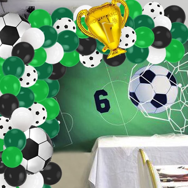 Grøn Sort Hvid Ballonbue Girlande Kit - Fodbold Fødselsdag