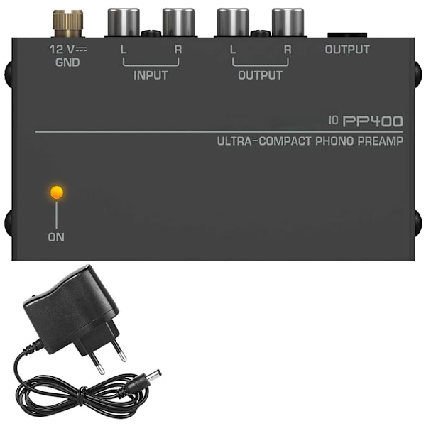 Phono Pladespiller Forforstærker - Mini Elektronisk Audio Stereo Fonograf Forforstærker med RCA-indgang, RCA-udgang og lav støjdrift drevet af 12 Volt DC