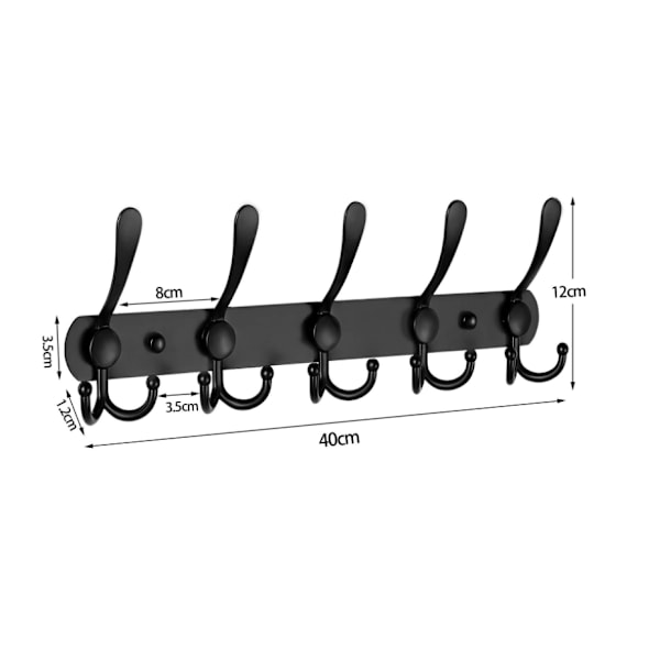 Dseap Klädhängare Väggmonterad - 5 Tri Hooks, Heavy Duty,