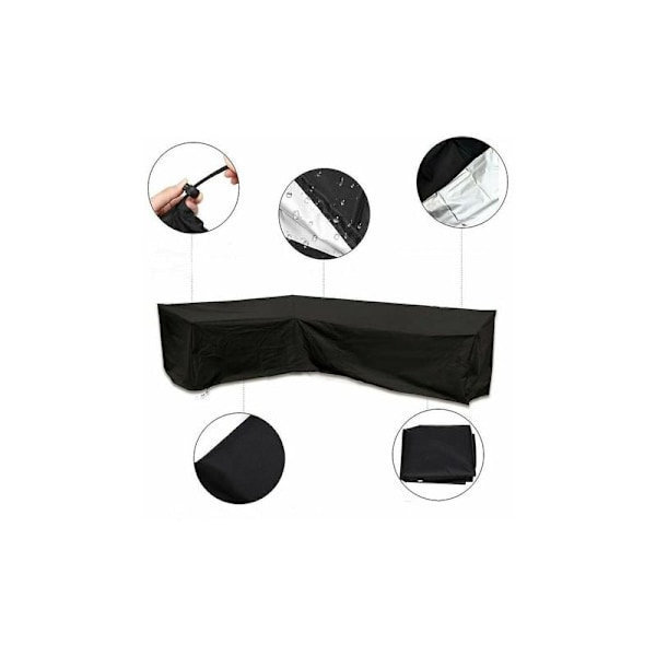 Justerbart Vindtätt Utomhussoffskydd, 210D Oxfordtyg Möbelöverdrag med UV-Resistent Prestanda för Uteplats L-Formad Soffa (200x270cm)