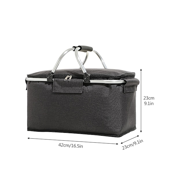 Isolerad picknickkorg 30L hopfällbar isolerad matkasse picknickset och resväska, stark aluminiumram vattentät foder hopfällbar design