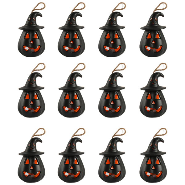 12 stk Halloween jack-o-lanterne, bærbar skrekkdekorasjon