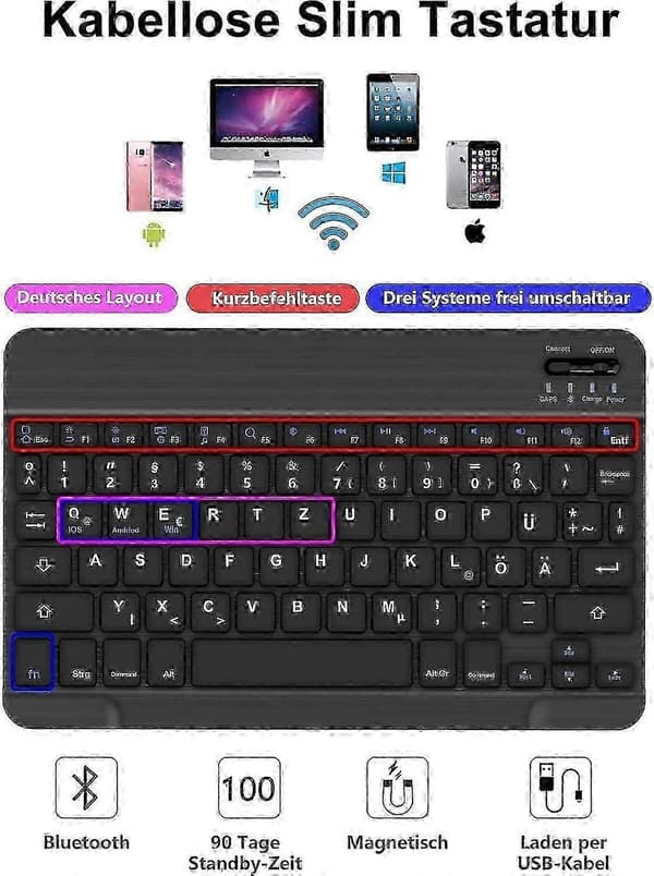 Keyboard for Tablet A9 Plus - Galaxy Tab A9 Plus Case with Keyboard, Magnetic Wireless Bluetooth Keyboard, Detachable