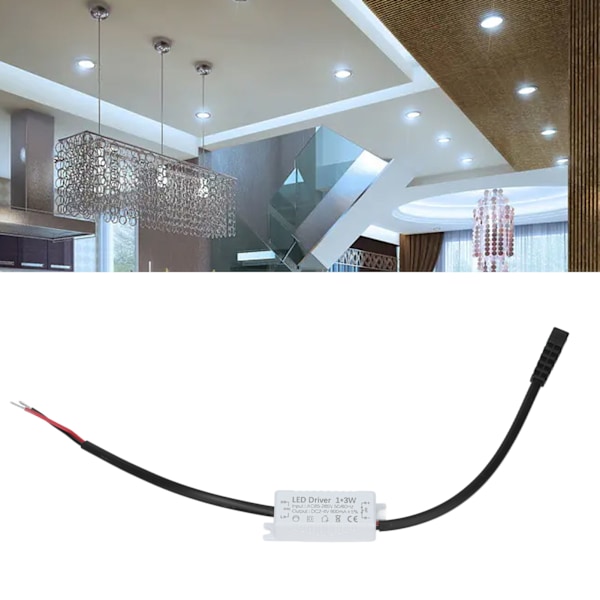 Kraftfull LED-drivare, 600mA (konstant strömutgång) LED-transformator för de flesta LED-lampor, enkel installation och brett inspänningsområde (24Vdc) för