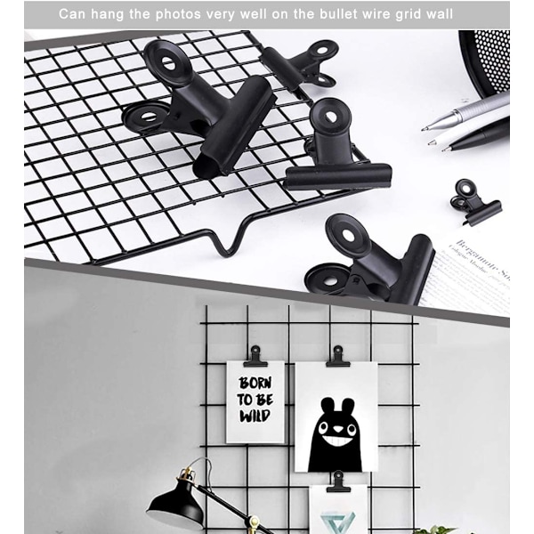 Sorte metalclips, 20 stk. 2 tommer store hængselpapir