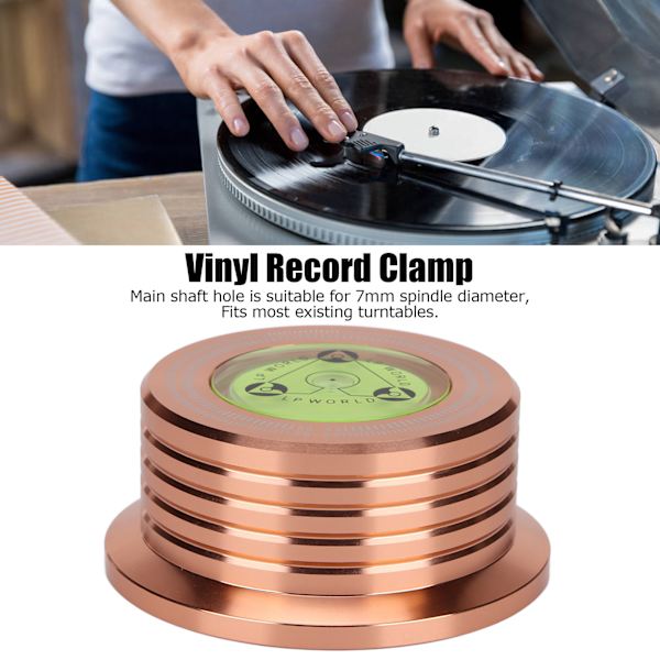 Platevektstabilisator i aluminium, platespillerplateklemme med bobleutjevning for LP-platespiller 50HzRose Gold