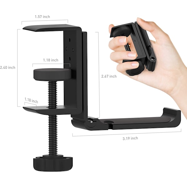 Headset-holder under skrivebordet - Hodetelefonkrok - Foldbar gaming-headset