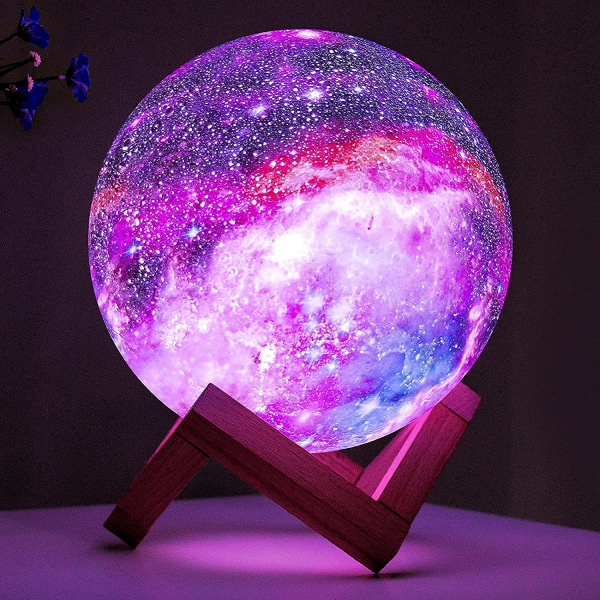 Månelampe Barn Nattlys Galaxy Lampe 5,9 tommer 16 Farger LED 3D