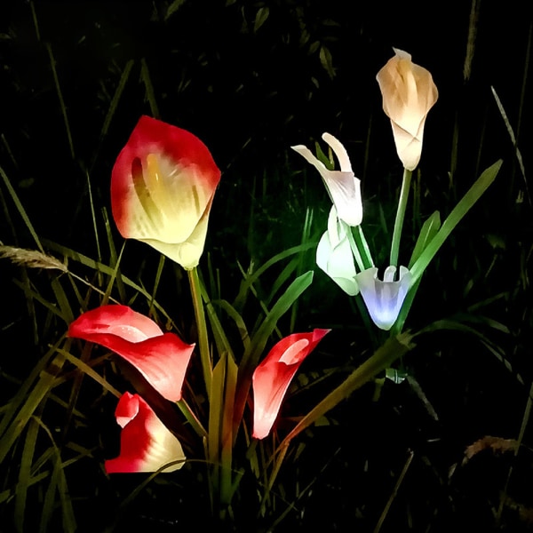 4-pakning med 16 LED solcelledrevne hagelys, Calla-lys, for hage,