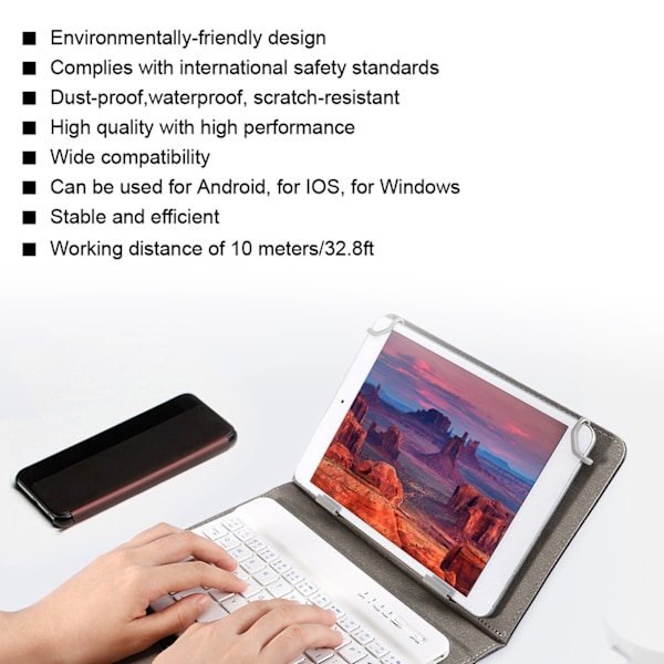 10 tuuman näppäimistö PU nahkakotelo W-telineellä Bluetooth-tabletti Suuri näyttö Matkapuhelin