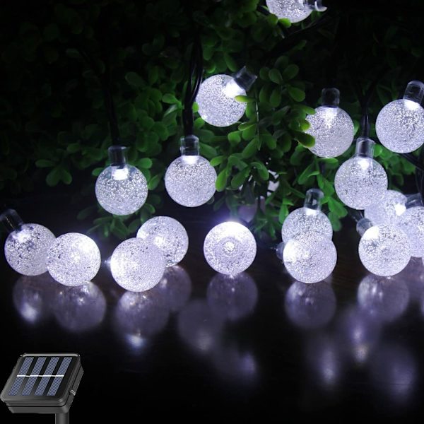 6,5 m solcells ljusslinga 30 LED-lampbollar semesterljus