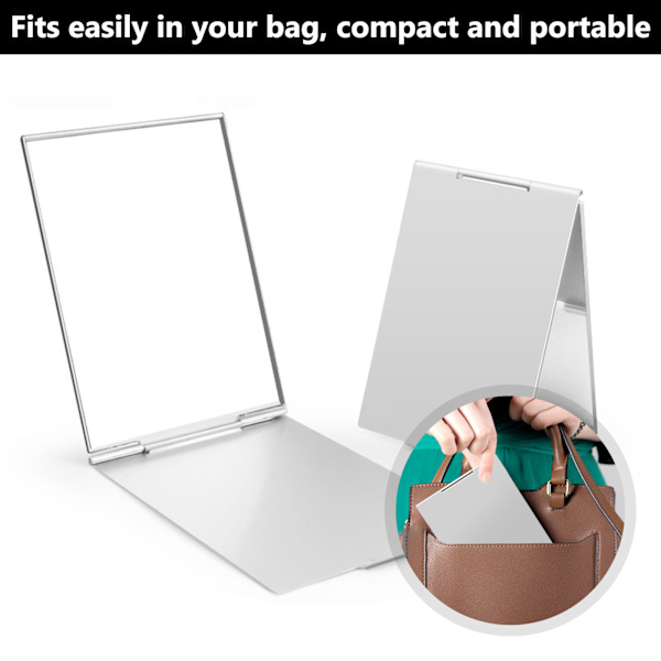 Liten Reise Foldespeil, 6 x 4 tommer Ultra Bærbar Slank Foldespeil Aluminiumskall Sminke Speil, Tynn Lett Foldespeil for Lomme