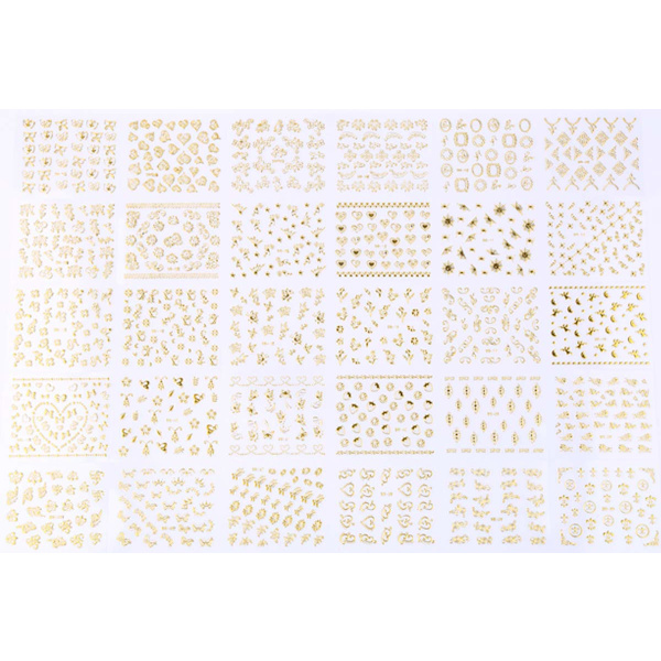 30 ark med gullspikerklistremerker 3D neglekunstutstyr metallisk spiker