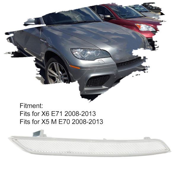 Frontfanger Reflektor Klar Hvit Forbedre Bilsynlighet Sidemarkør Reflektor for X6 E71 2008‑2013 Høyre 63147187088